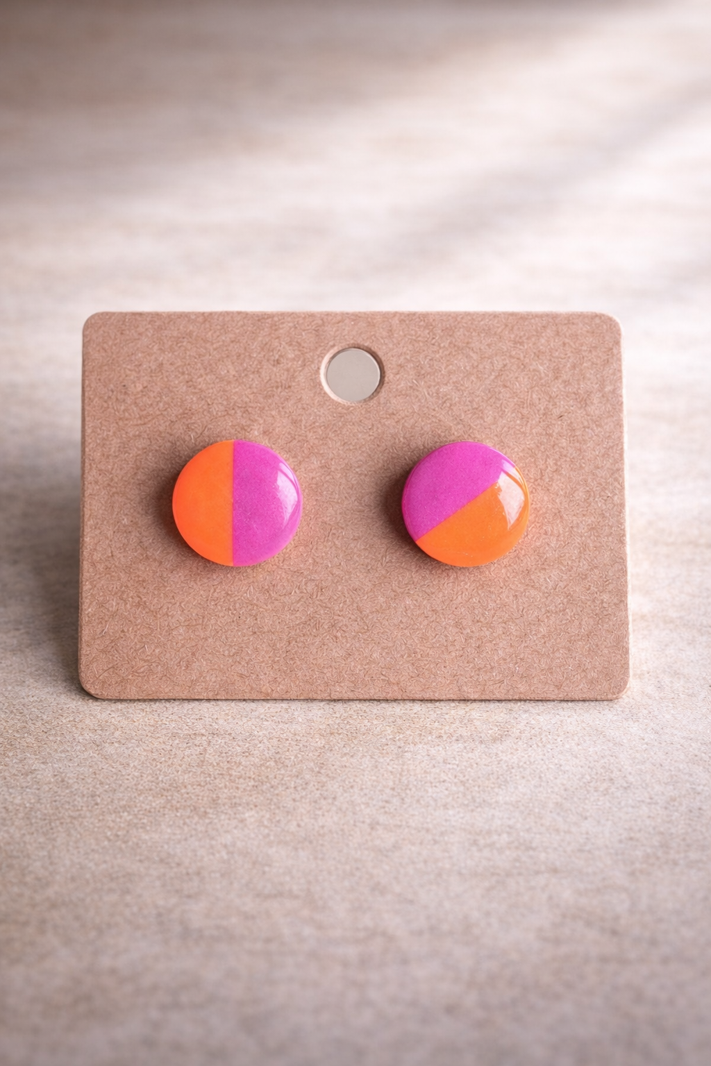 Polymer-Clay Ohrstecker –       Pink/Orange - Meva Design