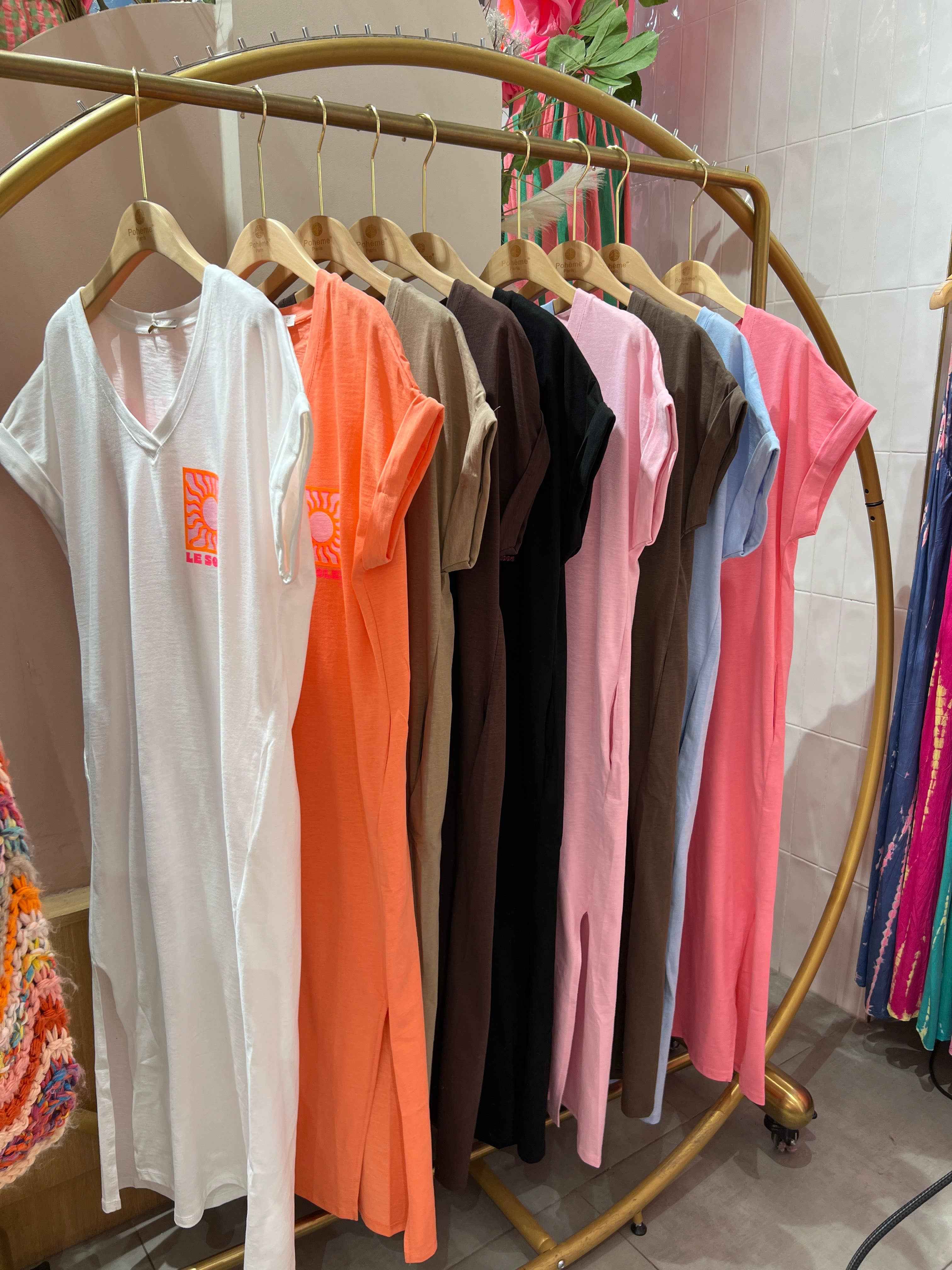 Langes Kleid Manon, V-förmiger Rückenausschnitt Le Soleil