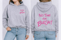 Hoodie „No Time for Bullshit“ – Grey/Pink Stick (Oversized Cropped) - Meva Design